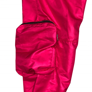 Bright <b>Pink</b> Nylon Cargo Pants <b>Men</b> Windbreak <b>Trousers</b> Drawstring Jogger Pants Sublimation Print OEM <b>Men</b> Nylon Running Pants - Product Image 5