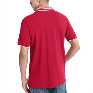 Polo Rojo de Manga Corta para Hombre, Algodón Piqué, Casual, Color Sólido, Transpirable, Tejido de Punto, Corte Regular - Product Image 4