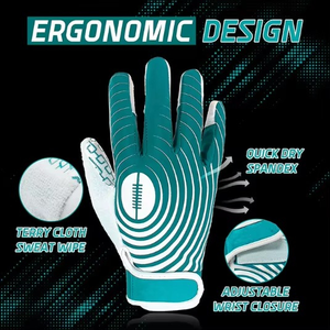 Gants de football américain série Team, logo personnalisé, grip professionnel, équipement de receveur, impression par sublimation, vente en gros, usine, en vrac - Product Image 2