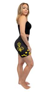 Shorts de sport pour femme à taille basse, imprimé floral, en coton et élasthanne, avec cordon de serrage, séchage rapide, tricoté, vêtement de sport - Product Image 1