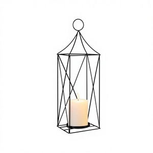 Vente en gros de lanternes à bougies en métal écologiques portables de couleur noire avec finition noire mate, lanterne pour Noël - Product Image 1