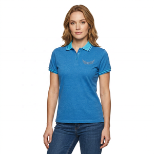 เสื้อโปโลผู้ชายสีน้ำเงิน ผ้าฝ้าย แขนสั้น ปักโลโก้ สวมใส่สบายๆ - Product Image 2
