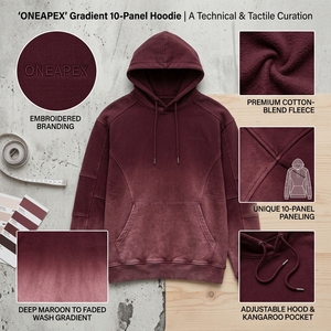 <b>Mens</b> <b>Burgundy</b> Pullover <b>Hoodie</b> Fleece Sweatshirt Custom Logo Streetwear Casual Heavyweight Hooded Top - Product Image 4