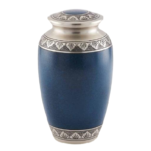 Urnas funerarias de latón de alta calidad para adultos con banda grabada, acabado en oro y verde, para cenizas humanas. - Product Image 3