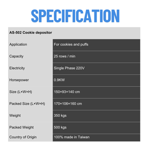 Machine à biscuits et à cookies avec embout de déposeur de biscuits de Taïwan, machine à former des biscuits, des gâteaux et des cookies - Product Image 2