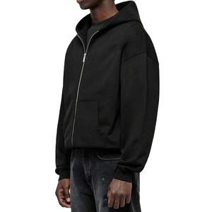 Vente en gros de sweats à capuche zippés avec logo personnalisé de haute qualité unisexe hiver surdimensionné col à capuche 100% coton avec superbe impression bouffante pour - Product Image 6
