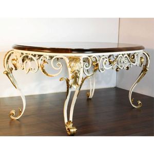 Mesa Consola de Lujo de Madera Natural de Acacia Estilo Rococó Francés con Base de Hierro Forjado Ornamentado para Decoración del Hogar y Hoteles - Product Image 2