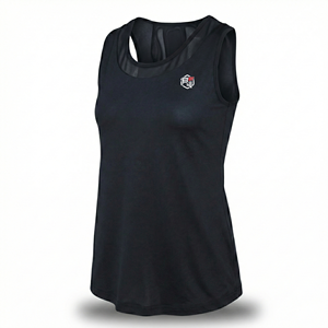 Camiseta Deportiva de Malla Negra Personalizada al por Mayor de BFW para Mujer, Camiseta Deportiva sin Mangas para Gimnasio OEM - Product Image 1