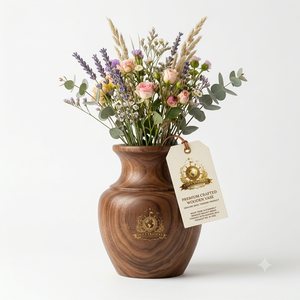 Vase à fleurs minimaliste en bois naturel fait main, support floral de table fin, pot de bureau moderne, fournisseur en gros - Product Image 5