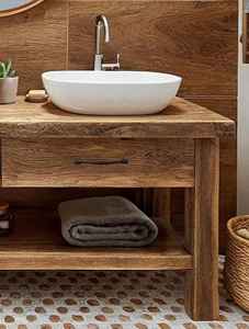 Mueble de Baño con Doble Lavabo, Gabinetes con Cajones de Almacenamiento y Estante Abierto, Mueble Lavabo para Hogar Moderno y Baños de Resortes - Product Image 2