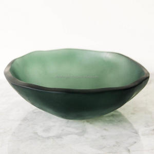 Grand bol rond en résine de l'Inde écologique pour salade, dessus de table de cuisine, servir et mélanger avec une cuillère couverts - Product Image 1