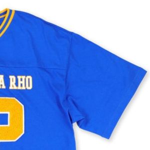 T-shirt oversize en jersey Sigma Gamma Rho pour femme, manches courtes, col en V, chemise de sport, motif graphique personnalisé avec lettres grecques de la sororité 22, couleur bleu roi - Product Image 3