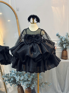 เดรสแม็กซี่ผ้าชีฟองแขนยาวคุณภาพสูงสำหรับเด็กมีสายคล้องคอผ้าโปร่งคลุมตาหลายชั้นอุปกรณ์เสริมสำหรับทุกโอกาส - Product Image 2