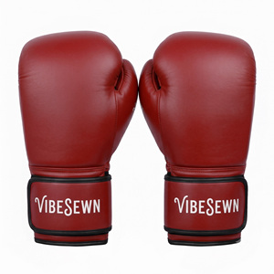 Guantes de Boxeo VIBESEWN de Cuero con Cierre Completo para Entrenamiento, para Adultos, Rojos, MMA, Empaque Personalizado - Product Image 1