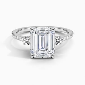 Bague BOJ 0145 en argent 925, taille émeraude, avec trois pierres serties à griffes, solitaire en diamant, 2 carats, couleur D, VVS1, Moissanite GRA, en promotion - Product Image 1