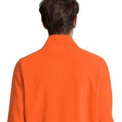 Chaqueta de Forro Polar Naranja para Hombre, Cuello Alto, Cierre de Cremallera, Transpirable, Informal, para Invierno, Corte Regular, Color Sólido, Tejido de Poliéster - Product Image 3