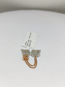 Élégantes pendentifs et boucles d'oreilles en or rose et blanc de haute qualité serties de pierres colorées et de diamants - Product Image 4