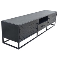 Meuble TV moderne en bois massif fait main, motif chevrons/épine de poisson, pour salon, appartement, hôtel, entrée