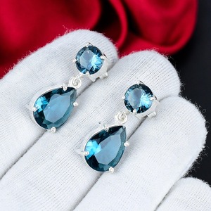 Indicolite Gemstone Drop <b>Earrings</b> 925 Sterling Silver Handmade Pear Cut Dangle Elegant Fine Jewelry Gift Women RUHAN GEMS - Product Image 2