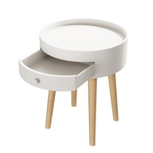 Tavolino Laterale in Noce da 18 Pollici, Comodino Assemblato con Cassetto Portaoggetti per Soggiorno, Divano o Tavolino da Caffè - Product Image 4