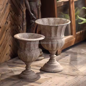 Azora industries Vase décoratif pour jardin et maison en métal vieilli de style antique romain Pot de fleurs en fonte Jardinière - Product Image 2