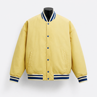 Veste bomber universitaire jaune personnalisée unisexe, veste de baseball, veste de collège, fermeture à boutons pression, prix de gros