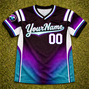 เสื้อฟุตบอลอเมริกันแบบสั่งทำ OEM ไซส์ใหญ่ ระบายอากาศได้ดี แห้งเร็ว ผลิตจากโพลีเอสเตอร์ 100% พิมพ์ลายชื่อและหมายเลขผู้เล่นด้านหน้า - Product Image 1