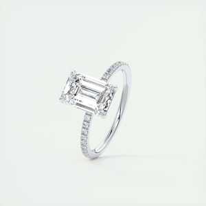 Anillo de compromiso Harper con diamante cultivado en laboratorio de corte esmeralda de 2.25 quilates y pavé con engaste francés en oro blanco de 14K - Product Image 2