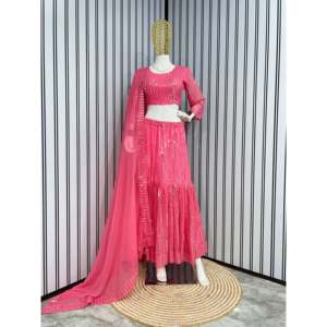 Lehenga choli และ dupatta แฟนซีที่สวยงามสำหรับชุดปาร์ตี้ชุดภูมิภาคที่สง่างาม - Product Image 3