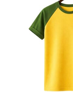 Men Raglan Jersey T Shirt Cotton Crew Neck Short Sleeve <b>Yellow</b> Green Two Tone Casual Summer Tee Plain Dyed Knit Custom Logo - Product Image 3