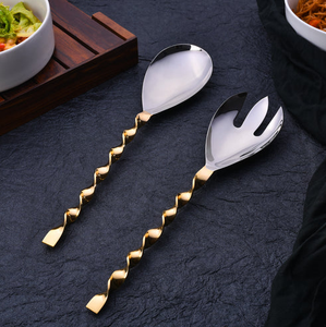 Stainless Steel & Brass <b>Salad</b> <b>Server</b> Set Leaf Designer Elegant Crafts Dinner Table Decor Pieces <b>Salad</b> <b>Server</b> - Product Image 2
