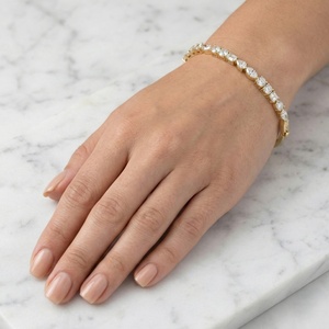 2.500CTW Mixed Cut Prong Bar Set Diamond <b>Bangle</b> <b>Bracelet</b> - Product Image 1