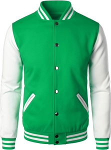 OEMODM Custom Embroidered Men's Baseball Letterman Varsity men's Jacket Cotton Solid <b>Stand</b> Collar Wholesale <b>Screen</b> Printing - Product Image 2