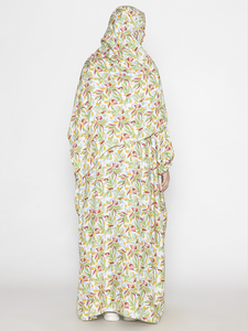 Charming Ombre Olive Leaf Print Long Maxi Abaya with Integrated <b>Hijab</b> Lightweight Breathable Traditional Muslim Dress For Women - Product Image 2