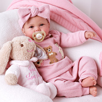 Poupées Reborn Fille Babeside 20'' Benson, Ensemble Tricoté Rose, Bébé Mignon, Corps en Vinyle Souple et Tissu, Réaliste, Vente en Gros