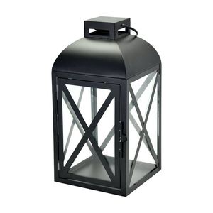 <b>Large</b> Moroccan Style Black Metal Pillar Candleholder <b>Lantern</b> 14 Inch - Product Image 5