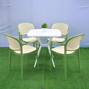 <b>Green</b> Colored High-End Wicker-Imitation Molded <b>Plastic</b> <b>Chair</b> Armrests-Waterproof Outdoor Dining <b>Garden</b> <b>Chair</b> for Relaxing - Product Image 1