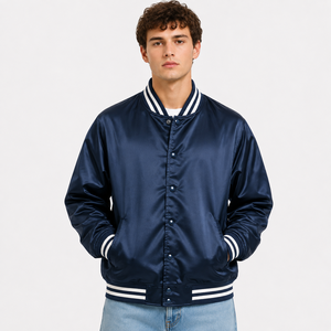 Chaqueta Clásica de Satén Personalizada para Hombre, Chaqueta Deportiva con Letras Bordadas en la Parte Delantera, Ropa Exterior para Streetwear - Servicio OEM de Marca Privada - Product Image 4