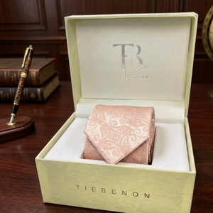 Corbata de Seda con Estampado Paisley Color Durazno Claro para Hombre |   Corbata Elegante Tejida para Negocios Formales |   Regalo para Fiesta de Bodas, Accesorio Elegante de Primera Calidad - Product Image 3