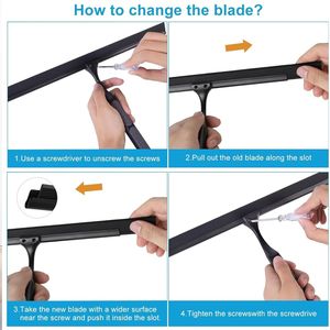 Raschietto per Doccia Nero da 12 Pollici con Ganci Adesivi Resistenti, Manico Lungo Antiscivolo e Lama di Ricambio, Design Completamente Nero - Product Image 5