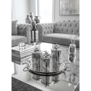 Hot Selling Silver Polished Prime Quality Stainless Steel Hammered Texture <b>Set</b> Of 3 <b>Canisters</b> With Golden Butterfly Handles Top - Product Image 5