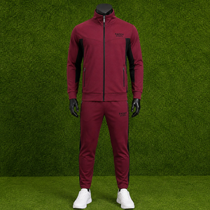 Ensemble de survêtement homme personnalisé avec logo, col montant zippé, coupe ajustée, tenue de sport athlétique 2 pièces (sweat-shirt et pantalon de jogging) - Product Image 2