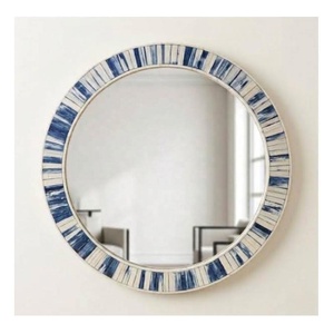 Décoration murale ronde ondulée faite à la main, miroir mural unique, cadre de miroir de luxe pour chambre à coucher, couloir, salon, accent décoratif - Product Image 4