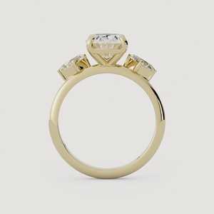 Bague de fiançailles à trois diamants, largeur 2,2 mm, taille ovale en forme de cerf-volant, diamants de laboratoire, alliances modernes uniques, sur mesure, or massif 14 carats, prix d'usine - Product Image 3