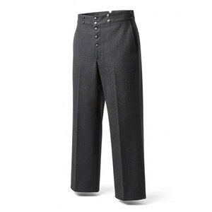 Pantalon de style militaire droit sur mesure, d'inspiration guerre civile, avec un aspect historique, des coutures détaillées, des empiècements renforcés, en toile. - Product Image 3