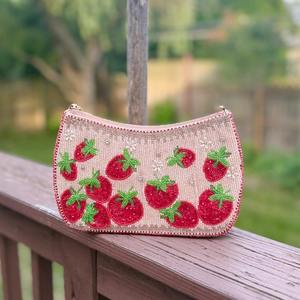 Bolso tote de verano con diseño de limón hecho a mano con cuentas, bolso de frutas con cuentas hecho a mano para mujer, bolso de hombro moderno. - Product Image 1