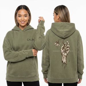 Sudadera con capucha marrón personalizada para mujer, con estampado gráfico de tablero Ouija, mangas desgastadas, textura de felpa, estilo oculto, de fábrica - Product Image 2