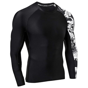 Custom Logo <b>Men</b> Long Sleeve Rash Guard <b>Compression</b> <b>Shirt</b> Graphic Print UV Protection Quick Dry OEM Wholesale - Product Image 3