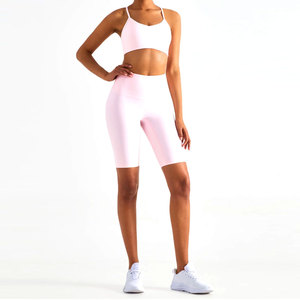 Women Crop Top Biker Shorts Set Wholesale Matching Workout Outfit Custom Fitness Sportswear OEM Private Label Factory - Product Image 1
