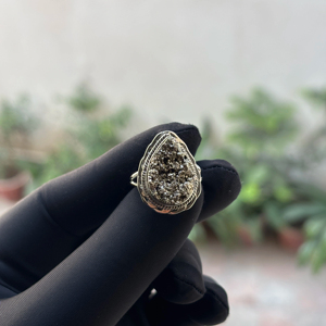 Hot Selling Natural Raw Pyrite 925 Sterling Silver <b>Ring</b> Rough Pyrite Designer <b>Ring</b> Raw Gemstone <b>Adjustable</b> <b>Ring</b> Jewelry - Product Image 1